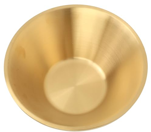 AKLOSIPY 20cm Gold Stainless Steel Salad Bowl Double Layer 304 Metal Mixing Bowls for Kitchen Dining Decorative Exquisite Round Bowl for Rice Noodles Soup Dessert Shaved Ice Snacks Baking (16cm)