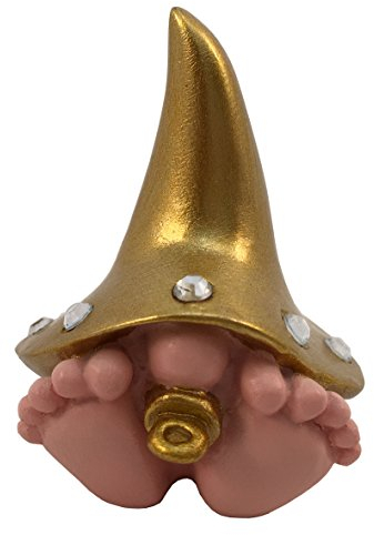 GlitZGlam Baby Gartenzwerge Riese D Diva - EIN Mädchen Baby-GNOME mit einem goldenen Hut und Strass für den Fairy Garden (15,2 cm hoch)