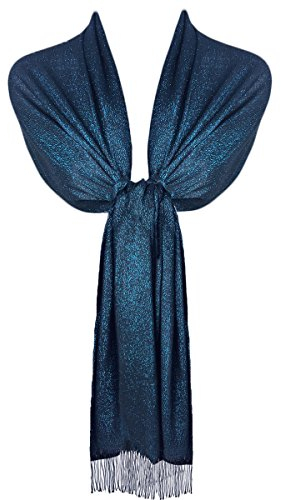 TOSKATOK Damen Damen Stilvolle Glitter Sparkle Abend Schal Pashmina Wrap Stola mit Quaste Finishing