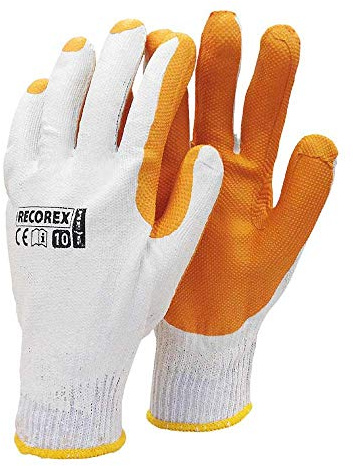 Reis RECOREX Schutzhandschuhe, Weiß-Orange, 10 Größe, 12 Stück