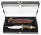Muela Cuchillo WOLF-16A hoja de acero MoVa de 16 cm y empuñadura de asta de ciervo para Caza, Pesca, Supervivencia y Bushcraft Realizado en Ciudad Real + Portabotellas de regalo