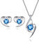 EVERU Herz Schmuckset,Schmuckset Silber 925 Damen mit 5A+ Zubic Zirkonia Stein Für Fraun & Freundinnen Geschenk, 18”(Blau)