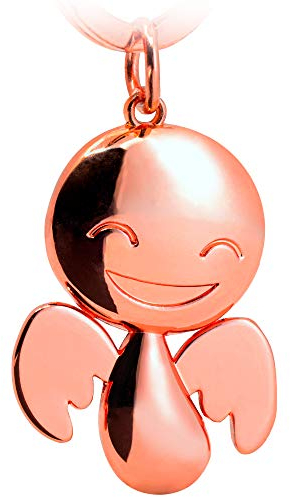 FABACH Schutzengel Schlüsselanhänger Happy - Niedlicher Engel Anhänger aus Metall in glänzendem Roségold - Geschenk Glücksbringer Auto Führerschein - Fahr vorsichtig