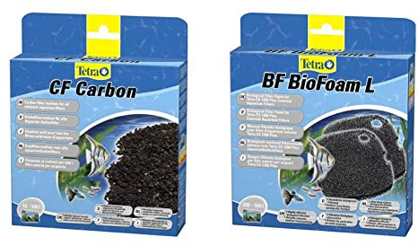 Tetra CF Carbon Kohlefiltermedium - Filtermaterial EX Außenfilter, versch. Größen & BF BioFoam - Biologischer Filterschwamm EX Außenfilter, versch. Größen