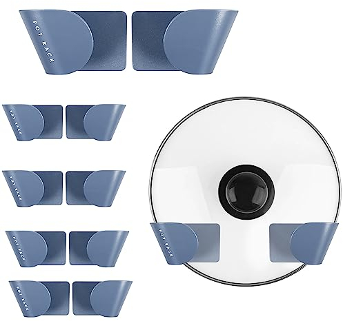 Cabilock 5 Paar Topfdeckel Wandhalter Wandmontage Pfanne Deckel Rack Selbstklebende Topfdeckel Rack für zu Hause Küche Blau