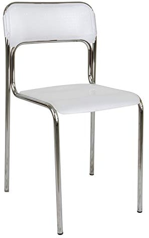 Dmora - Moderner Stuhl aus Metall und Polypropylen, für Esszimmer, Küche oder Wohnzimmer, 43x45h81 cm, Sitzhöhe 48 cm, Farbe Weiß