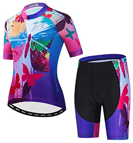 Set di maglia da ciclismo da donna per mountain bike 3D gel pad pantaloncini usura, A1., L/petto 89.916/96.52 cm