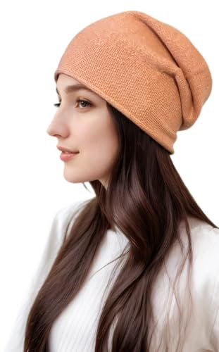 Prettystern Rollkante Damen lässig Kaschmir-Wolle Cashmere Beanie Strick-Mütze rosa