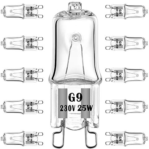 Lampadina alogena G9 25W 230V 2pin, dimmerabile, bianco caldo (confezione da 10)