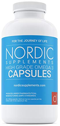 Nordic Supplements High Strength Pharmaceutical Grade Omega 3 Fish Oil Capsules, 1000 mg, Pot of 365 Capsules