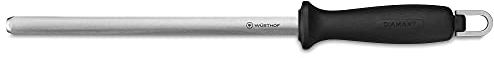 Wüsthof 9 Inch Diamond Sharpening Steel, Black/Silver