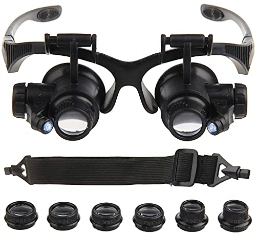 Loupe à montage frontal, loupe, loupe, loupe, loupe pour bijoutier, montre - Kit de réparation pour la lecture, la réparation de bijoux, la réparation électronique (noir)