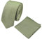 DB Dickie Bow Men's Luxury Cotton Blend Skinny Neck Tie & Pocket Square Set (Green) - suitable for formalwear, office, weddings, parties, grooms & groomsmen outfits