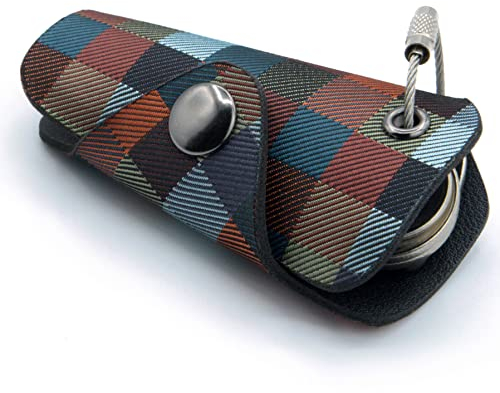 GUGGIARI® Portachiavi in Pelle PU e Tessuto. Organizzatore Chiavi da Uomo e Donna per tenere in ordine le Chiavi di Casa, Ufficio e Scooter. Idea Regalo di Design Italiano-MULTICHECK