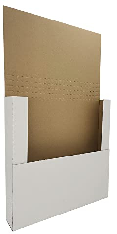 CH-BOX 50 Stück Vinyl-Schallplatten-Versandkartons für LP-Alben, 32 x 32 x 5 cm, höhenverstellbar, Wellpappe, leicht faltbar, Weiß (EM1212)