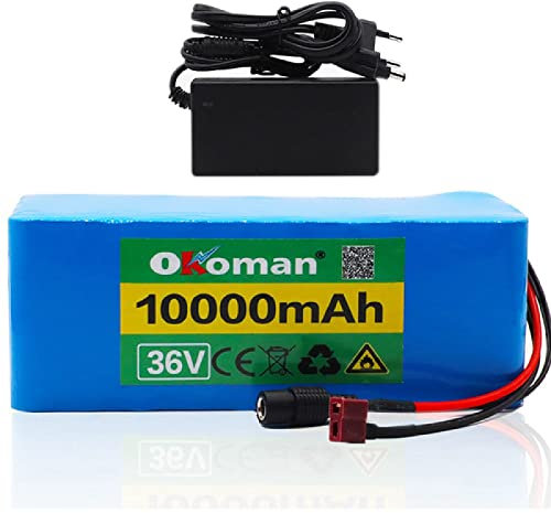 (Entrega en 5-7 días) 36v 10Ah Batería de Bicicleta eléctrica, Battery de Litio BMS + 21700 para Motor de Bicicleta eléctrica 500W / 350W / 200W con 42V Cargador