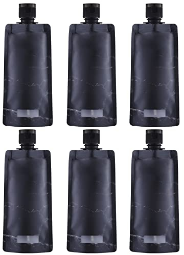 Toureal Reiseflaschen Set 90ml 6Stück Reisegröße Behälter zum befüllen Nachfüllbare Leere Quetschbeutel Auslaufsicher Reise Flaschen Tragbare Verpackungsbeutel für Kosmetik Flugzeug (Schwarz)