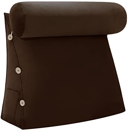VERCART Rückenlehne Lesekissen Rückenkissen mit Nackenrolle Lendenkissen Bett kopfteil Keilkissen mit Nackenkissen Sofakissen Wandkissen für Lesen Couch Dekokissen 60cm Cafe