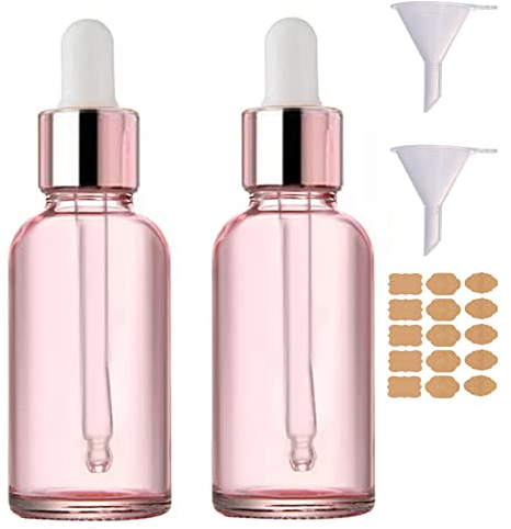 SONGQEE 30ml Rose Gold Glass Bottles with Dropper Pipette, Mini Empty Eye Glass Dropper Bottles Refillable Sample Container for Storage Essential Oils, Perfumes and Cosmetics (Rose Gold)