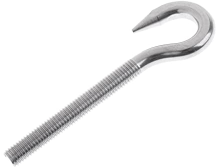 Marine 304 Edelstahl Metrisches Gewinde Haken mit Gewinde M12, Silber, M10