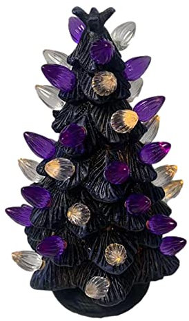 YTGER 5 pezzi albero di Natale di Halloween | albero di Halloween illuminato a LED | Albero da tavolo di Halloween con cipolle arancioni e viola, decorazione per feste di Halloween