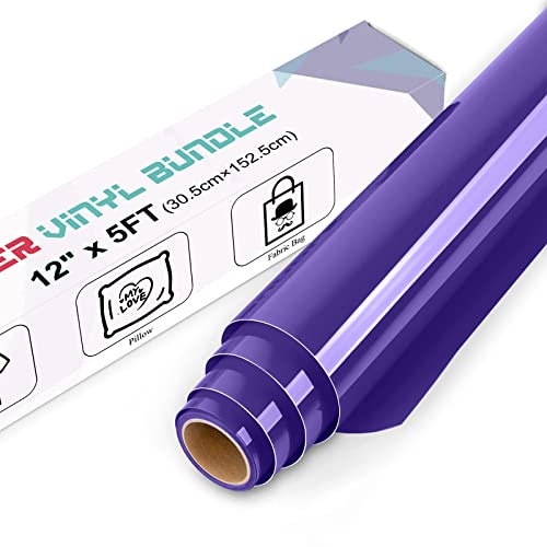 IModeur Violettes WärmetransferVinyl – 30,5 x 152,5 cm zum Aufbügeln für Stoff, PETRückseite, violettes Vinyl für TShirts, Kleidung, Hüte, Taschen und andere Textilien, HTVVinylRolle, leicht zu