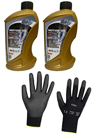 ILODA Schutzhandschuhe + 2x 1Liter MPM 5W-30 Premium Synthetic C3 DPF Motoröl, Motorenöl Spezifikationen ACEA C3, API CF/SN