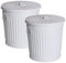 Jinfa | 2 Jeux Poubelle en métal galvanisé avec poignées et couvercle | Blanc | Diamètre Ø 29 cm - Hauteur 31,5 cm | Capacité: 18 litres