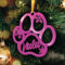 Personalisierte Weihnachtskugel - Lasergeschnittene Weihnachtsornamente mit personalisiertem Namen (Model: Dog Paw, Gloss Fuchsia)