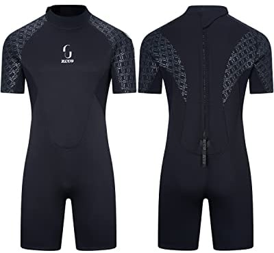 Neoprenanzug Damen Rückenreißverschluss Kurze Neoprenanzug Herren 3mm Neopren Kurzarm zum Surfen Schwimmen Kajakfahren Schnorcheln Kanufahren Gerätetauchen (Herren Schwarz, L)