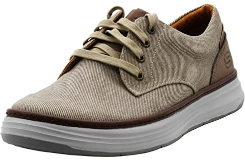 Skechers Men's Moreno Canvas Oxford Shoe, Stone, 8.5 UK Wide