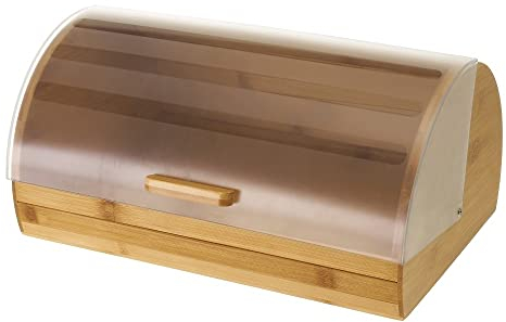 Panera de bambú natural con tapa abatible de 38x26x18 cm