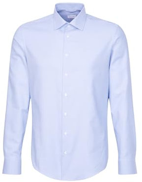 Seidensticker Herren Slim Fit Langarm Kragen Hemd, Mid Blue(641960), 40