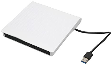 Unità DVD Esterna, USB 3.0 ad Alta Velocità, Plug and Play, Compatibile con Windows XP/2003/Vista/7/8.1/10, Linux e Tutti I Sistemi Operativi, Unità CD/DVD per PC, Ultrabook e Netbook(Bianco)