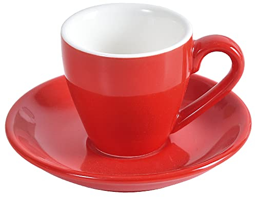 ionEgg Tazza da caffè in porcellana con piattino, tazza da shot per espresso, 80 ml, rosso.., E0402303EPCR