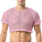 QiaTi Camisa de malla para hombre, transparente, manga corta, camiseta de malla, ropa interior sexy, 1#rosa, XL
