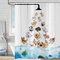 Hnmdmyi Rideau de Douche Drôle 180x200, Animal de Compagnie Coloré Chien et Poisson Océan Enfants sur Fond Bois Rustique, Baignoire Imperméable en Polyester