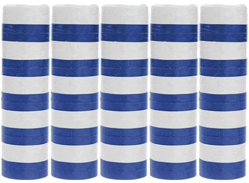 Luftschlangen Papier bunt Party Deko Geburtstag Hochzeit Set holografisch, Stück:5 Stück, Luftschlangen:Blau Weiss gestreift