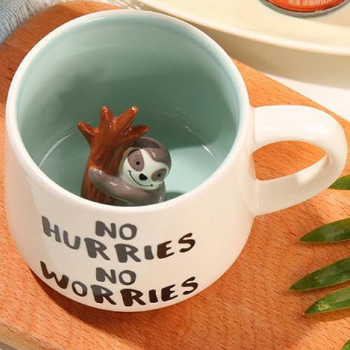 Disoza Sloth Mug 3d Mug Regali Per Le Donne Tazza Carina In Porcellana Con Bradipo All'Interno Tazza Divertente Sloth Mug Regali Per Le Donne Compleanno Tazza In Ceramica Con Figura 3d All'Interno
