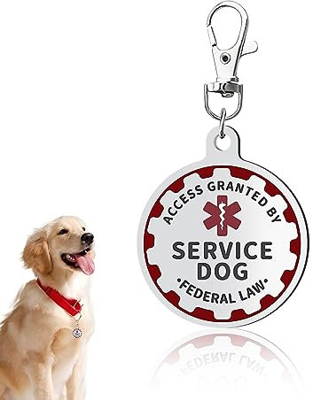 Service Dog TAG Industrial Puppy for Service Animals, Emotional Support Dogs & Therapy Dogs Entirely Surgical Stainless Steel Easily Attach To Collar, Harness-Beidseitig