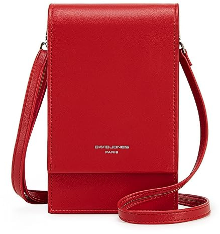 David Jones - Damen Telefontasche - Kleine Umhängetasche - Elegante Mini-Tasche aus PU-Leder - Stadt Arbeit Reisen Abend, rot, Taglia unica, Elegant
