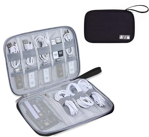 YUNYU Electronics Accessories Organizer Bag, Carry Travel Gadget Bag, Electronics Accessories Bag, Bag Travel Electronics, for USB Cable Drive(Black)