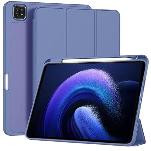 TEKNET Funda de silicona para Xiaomi Mi Pad 6 / Pad 6 Pro 11 (2023), protector inteligente ligero y suave con soporte a prueba de golpes, soporte para lápiz de apagado y encendido automático (lavanda)