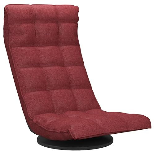 vidaXL Bodenstuhl Drehbar Klappbar Bodensessel Relaxsessel Relaxstuhl Sessel Fernsehsessel Loungesessel Polstersessel Wohnzimmer Weinrot Stoff