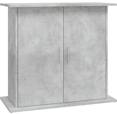 vidaXL Support pour Aquarium, Armoire pour Aquarium avec 4 Compartiments, Meuble de Base pour Aquarium avec Rangement Intérieur, Gris Béton Bois d'Ingénierie