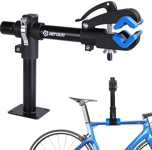 Get Out! Bike Repair Stand for Maintenance - Wall or Bench Mount Bicycle Repair Clamp - Workbench Cycling Work Stand Vise for Repairing Folding, Mountain, Electric, or Road Bikes
