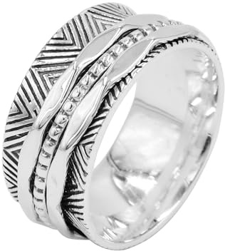 Jay Jools 925 Sterling Silver Spinner Ring – Meditation Fidget Thumb Ring for Men & Women (5)