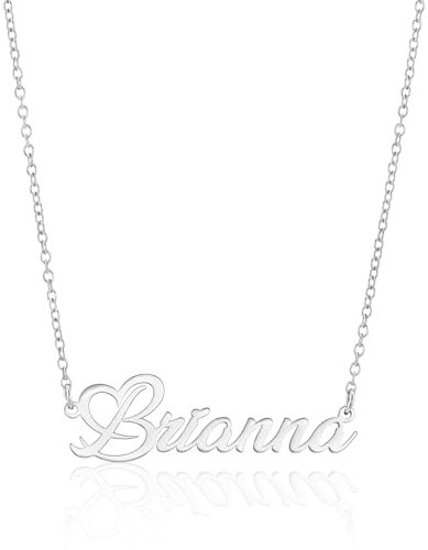 Sterling Silver Personalised Name Necklace Heart Pendant, Forever Rose Box, Dainty Gift For Her (Heart Name Necklace)