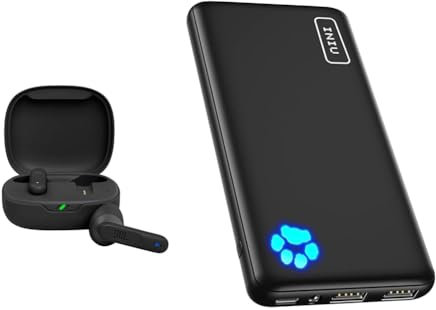 JBL Wave 300 TWS True Wireless In-Ear Bluetooth Headphones in Charging Case & INIU Power Bank, Portable Charger 10000mAh Slimmest & Lightest High-Speed USB C Input & Output