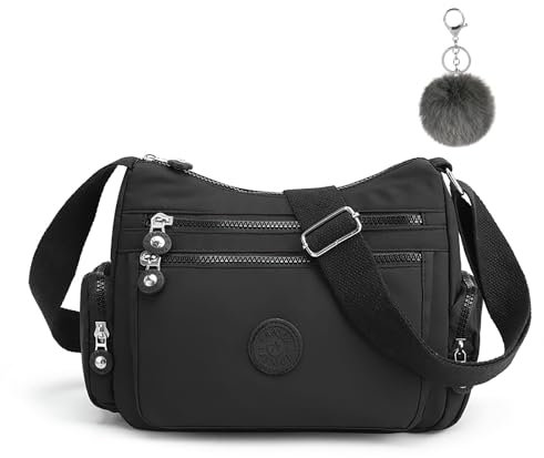 Aucuu Sac Bandouliere Femme, Sac à Main en Nylon, Multi-Poches Bandoulière Impermeable, Sacs à Bandoulières Multifonctionnel avec Bandoulières Réglable, Sacs Besace Loisir pour Voyage